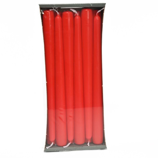 Candele coniche 23 MM vari colori - Confezione 12 pezzi - Rosso