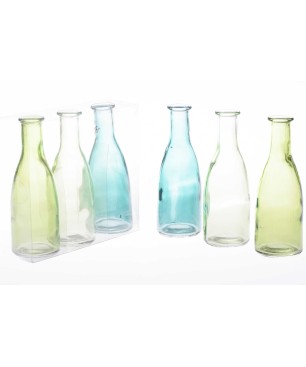 Vaso in vetro set 3 bottiglie h 18,5 cm d 6,6 cm bottle Sandra Rich in vari colori - Verde