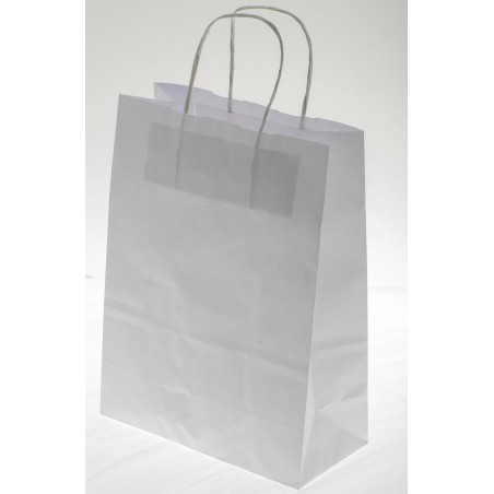 Borsine shopper con cordino 25 Pezzi - 18x8x24 Cm / Bianco