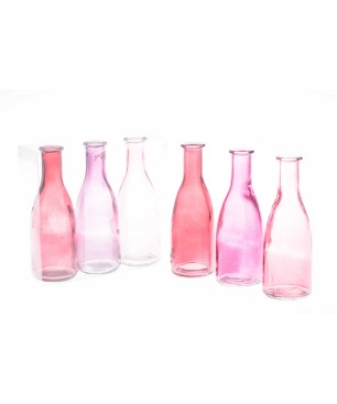 Vaso in vetro set 3 bottiglie h 18,5 cm d 6,6 cm bottle Sandra Rich in vari colori - rosa-fucsia