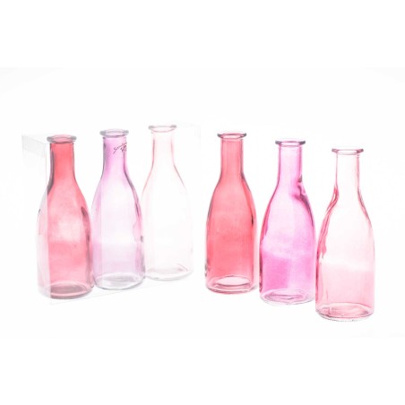 Vaso in vetro set 3 bottiglie h 18,5 cm d 6,6 cm bottle Sandra Rich in vari colori - rosa-fucsia