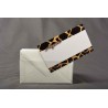 Bigliettini 100 Pezzi con fantasia Giraffa scura e buste avorio - 7x11 Cm / Bianco