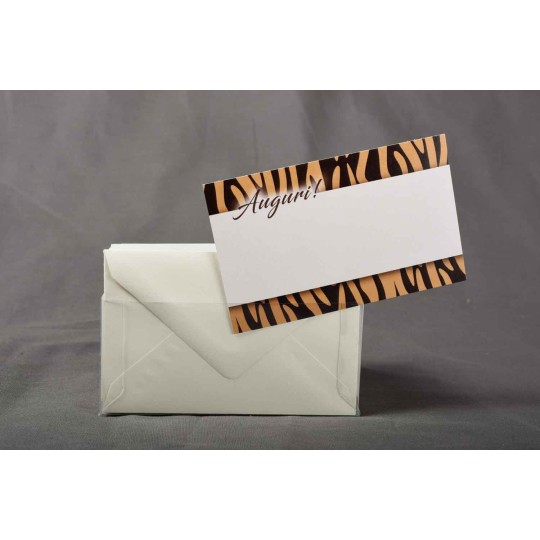 Bigliettini 100 Pezzi con fantasia Tigre e buste avorio - 7x11 Cm / Bianco