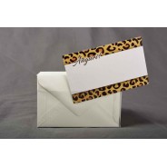 Bigliettini 100 Pezzi con fantasia Leopardo e buste avorio - 7x11 Cm / Bianco