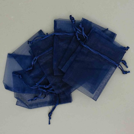 Sacchetti "Organza" 10 Pezzi - 9x12 Cm / Blu notte