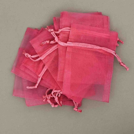 Sacchetti "Organza" 10 Pezzi - 9x12 Cm / Rosa elettrico