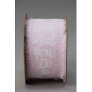 Nastro Halbach in cotone ricamato con la scritta " love what you do" - Rosa