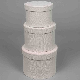 Scatole "Country" in tessuto "Lino" Set 3 Pezzi - 18x14 / 15x12 / 13x10 Cm - Crema