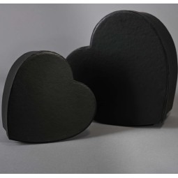 Scatole a cuore - Set 2 Pezzi - 14x12x6,5 - 20x17x9,5 Cm / Nero