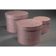 Scatole "Country" in tessuto "Lino" Set 3 Pezzi - 18x14 / 15x12 / 13x10 Cm - Malva