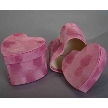 Scatole a cuore in velluto 9x8,5x7,3 Cm - 8 Pezzi / Rosa