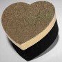 Scatola a forma di cuore in velluto nero con coperchio color oro - 12,5x12,5x6,5 Cm