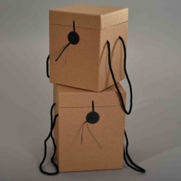 Scatole in carta kraft con manici in corda nera