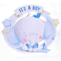 Elefantino celebrativo per nascita - 2 Colori - Azzurro