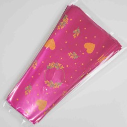 Coni stampati per mimosa 100 Pezzi 35 My - 17x8x30 Cm / Ciclamino con cuori