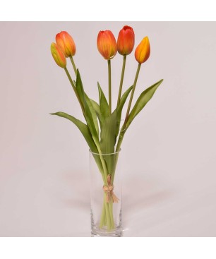 Tulipani in mazzo 32 CM "Real touch" - Arancione