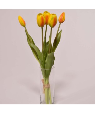 Tulipani in mazzo 32 CM "Real touch" -Giallo