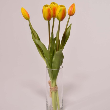 Tulipani in mazzo 32 CM "Real touch" -Giallo