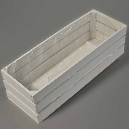 Cassettina rettangolare in legno - 32x11,5x9,5 / Bianco