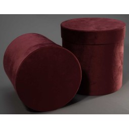 Cappelliere tonde in velluto / Set 2 Pezzi 15x18 - 18x20,5 Cm - Amaranto