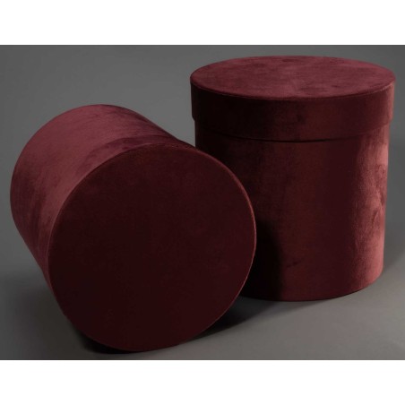 Cappelliere tonde in velluto / Set 2 Pezzi 15x18 - 18x20,5 Cm - Amaranto