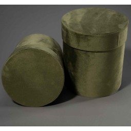 Scatole tonde in velluto Set 2 Pezzi - 15x18 / 18x20,5 Cm - Verde