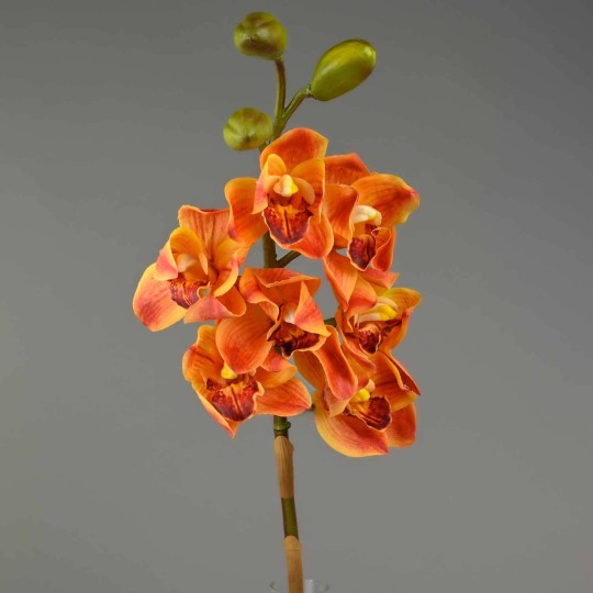 Ramo di cymbidium artificiale natural touch 80 cm  - Arancione