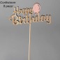 Scritta "Happy birthday" in pick - 8 Pezzi - Naturale/rosa