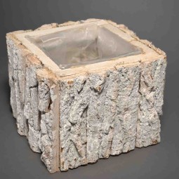 Cesto in corteccia - 9,5x9,5 Cm/ Bianco