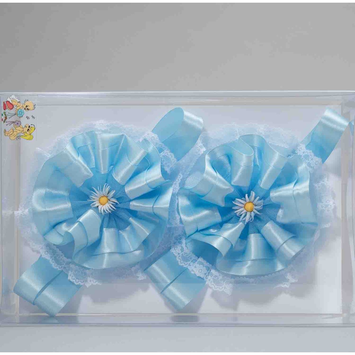 Fiocco nascita Set 2 Pezzi - 18x35 Cm / Azzurro