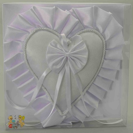 Cuscino portafedi a forma di cuore - 23x23 Cm / Bianco