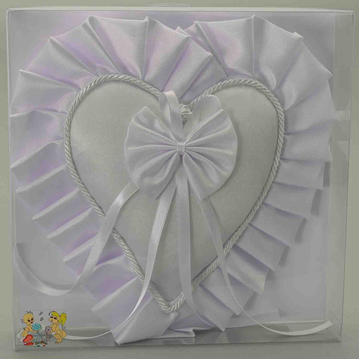 Cuscino portafedi a forma di cuore - 23x23 Cm / Bianco