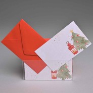 Biglietti e buste natalizie 7x11 Cm - Alberi di Natale / Buste rosse