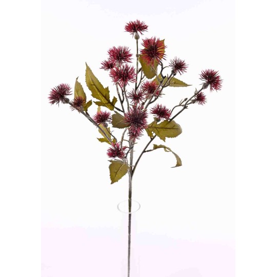 Cardo in stelo ramificato 72 cm con 18 fiori in due colori - Bordeaux