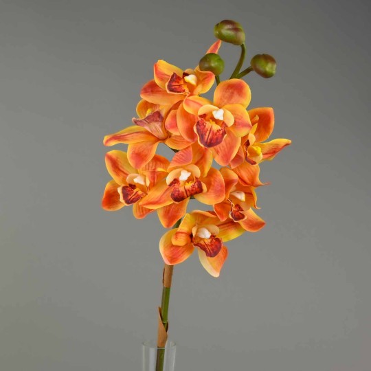 Ramo artificiale di Cymbidium medio cm.80 - Arancio