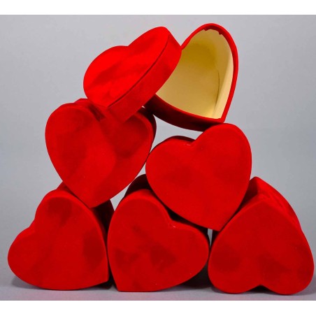 Scatoline a cuore in velluto Set 6 pezzi - 9x9x 8 cm - Rosso