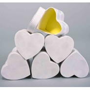 Scatoline a cuore in velluto Set 6 pezzi - 9x9x 8 cm - Bianco