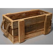 Cesto rettangolare in legno e manici corda - 27x15x12 Cm