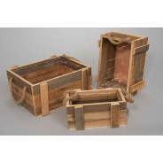 Cassette rettangolari in legno naturale - Set 3 Pezzi