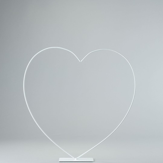 Cuore in metallo con base - Bianco / 39 Cm