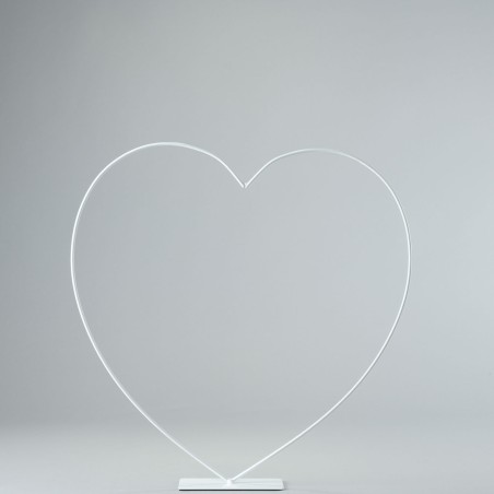 Cuore in metallo con base - Bianco / 39 Cm