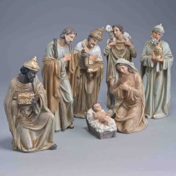 Natività in 7 soggetti- 7,5x6x20 CM- Poliresina