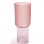 Vaso decorativo in vetro rigato rosa - D 13x32,5 Cm