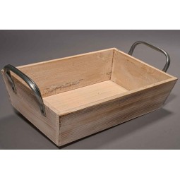 Base in legno con manici in metallo  - 28x18x7 Cm