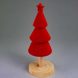 Abete in ceramica ricoperto in velluto - 10,8x29,5 Cm / Rosso