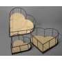 Base a forma di cuore in metallo con legno - Set 3 pezzi