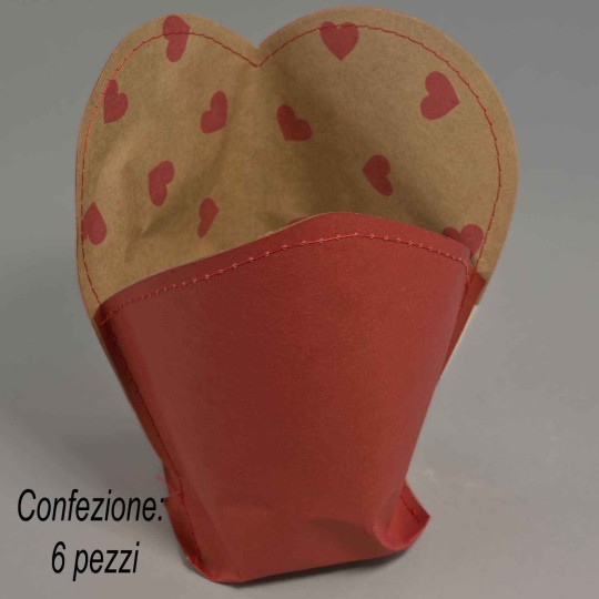 Coprivasi in carta a forma di cuore 5 Pezzi - 9x9 Cm / Rosso