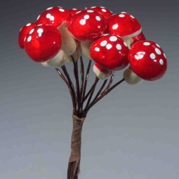 Funghi rossi in pick 12 Mazzi - 11 Cm