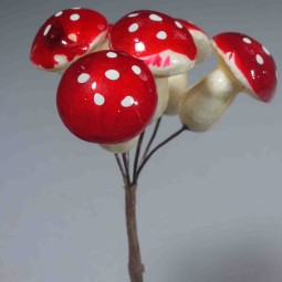 Funghi rossi in pick 12 Mazzi - 13 Cm