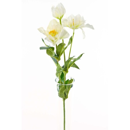 Rosa "Natale" a stelo cm. 56 con 3 fiori - Bianco